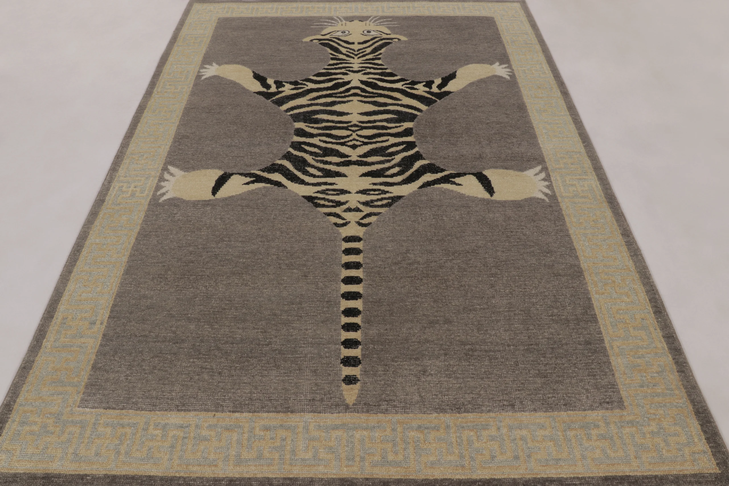 Modern Distressed Tiger Rug