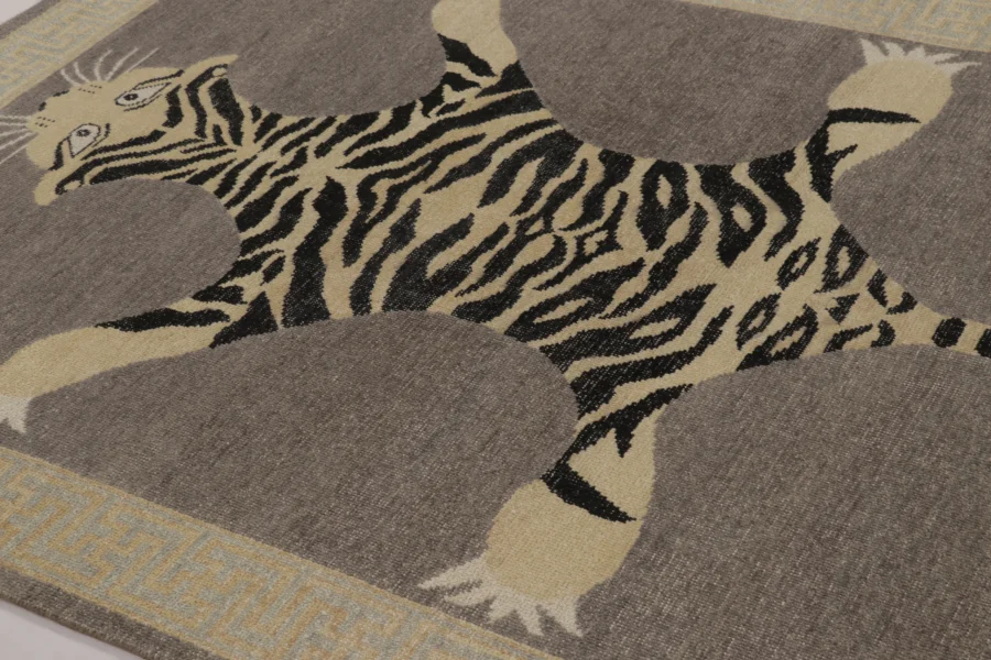 Modern Distressed Tiger Rug
