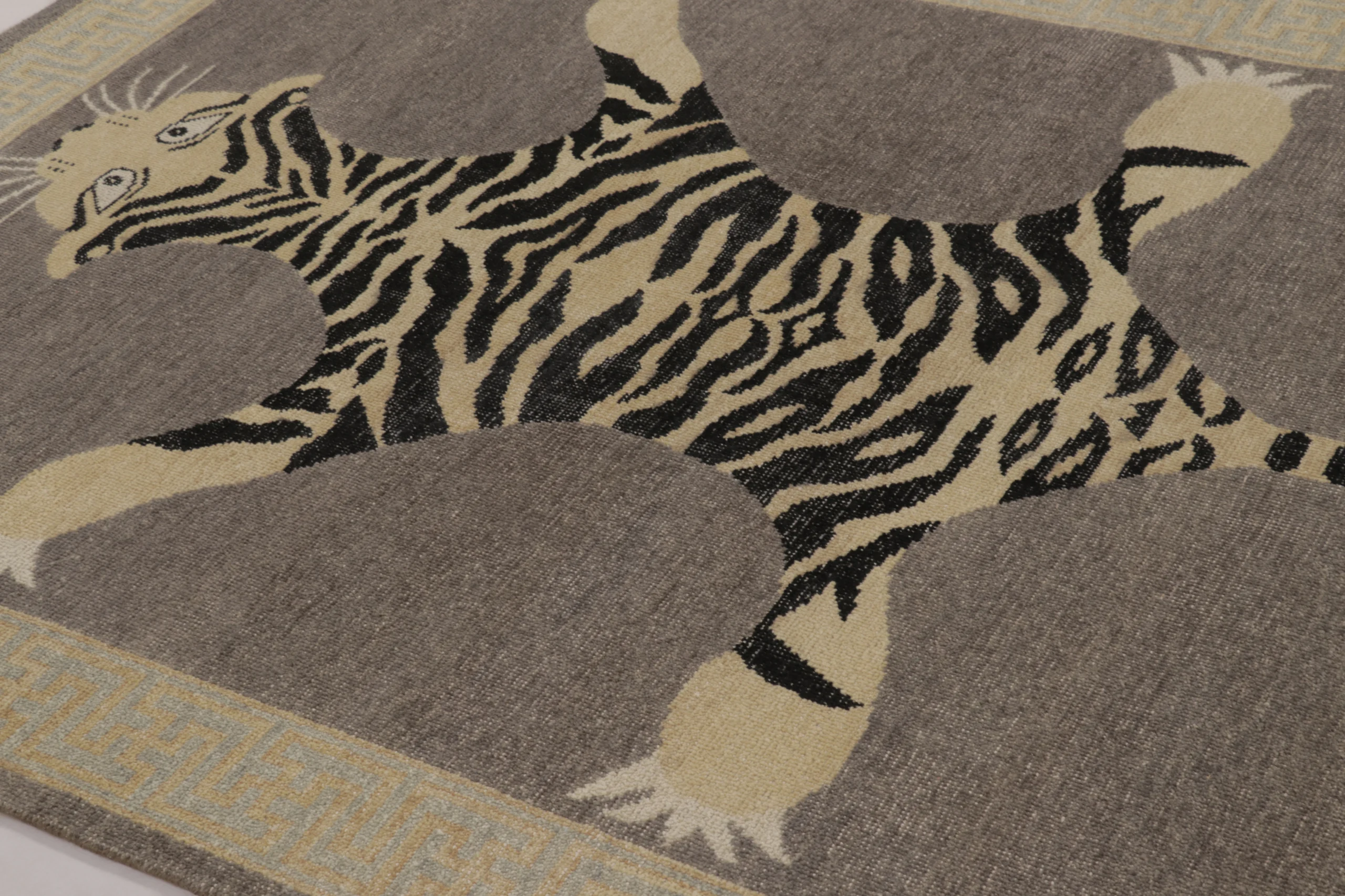 Modern Distressed Tiger Rug