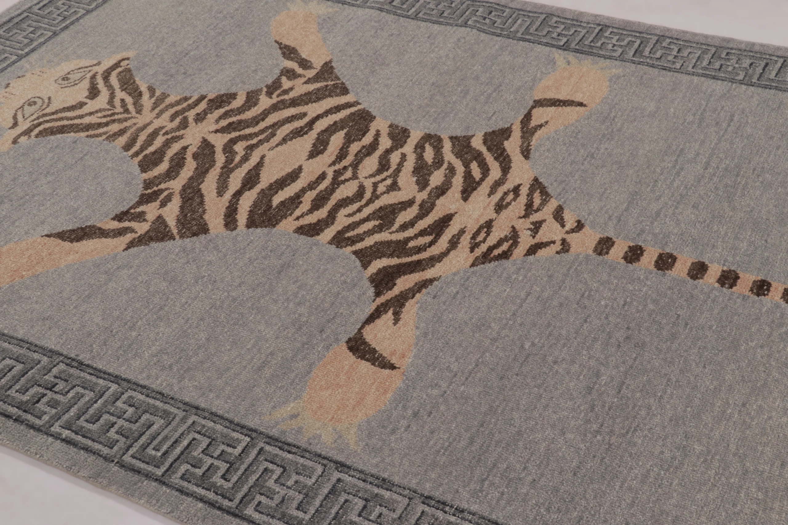 Modern Distressed Tiger Rug