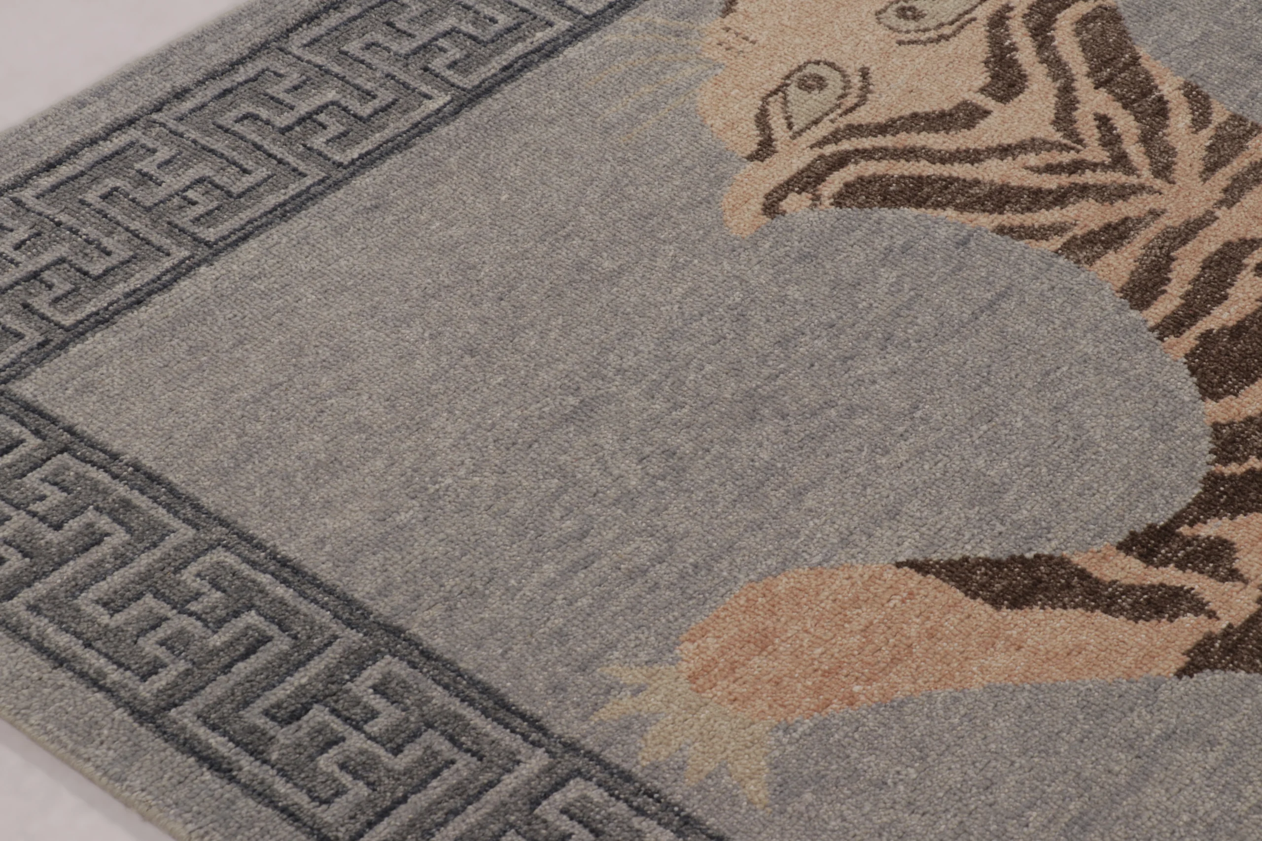 Modern Distressed Tiger Rug