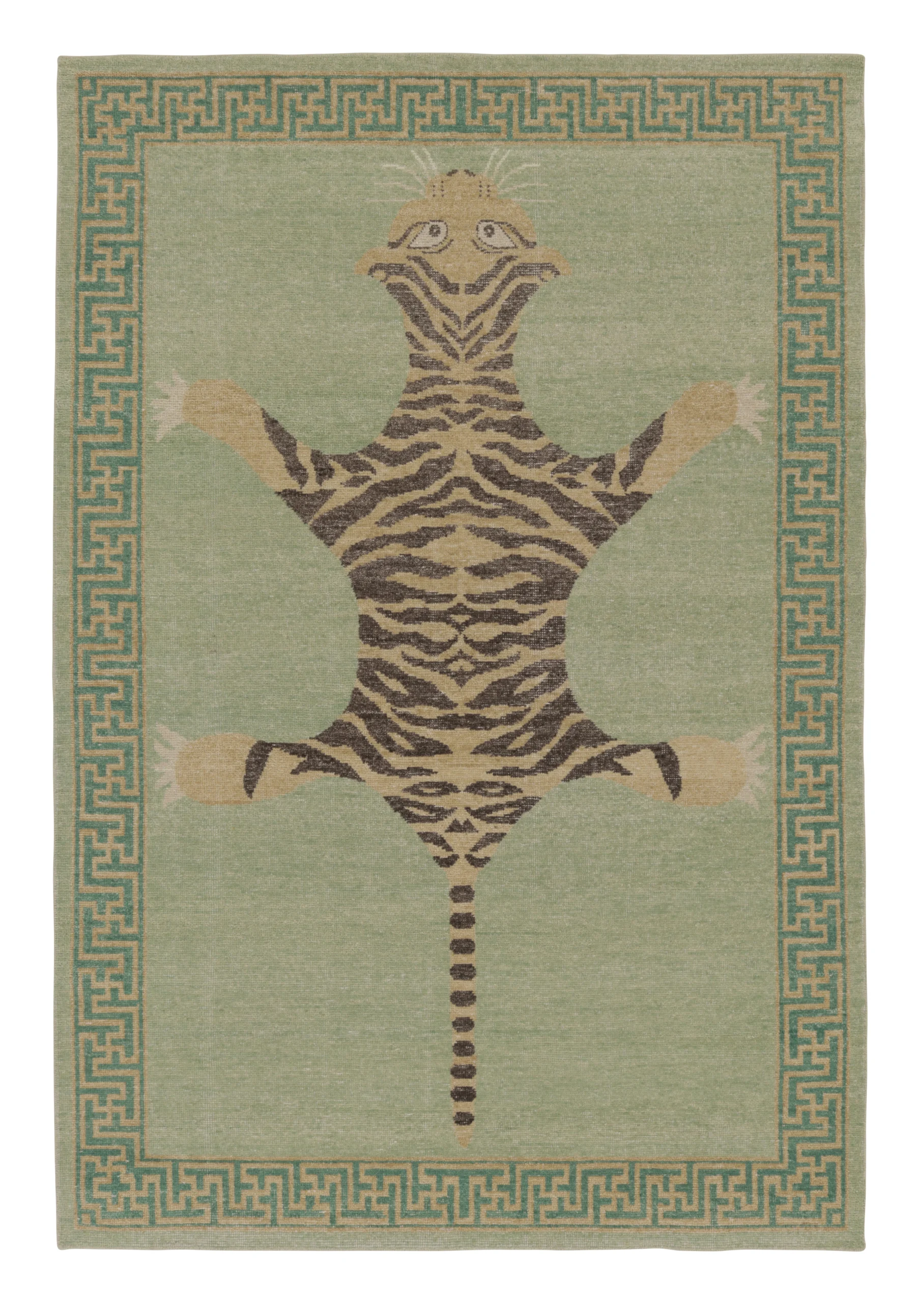 Modern Distressed Tiger Rug