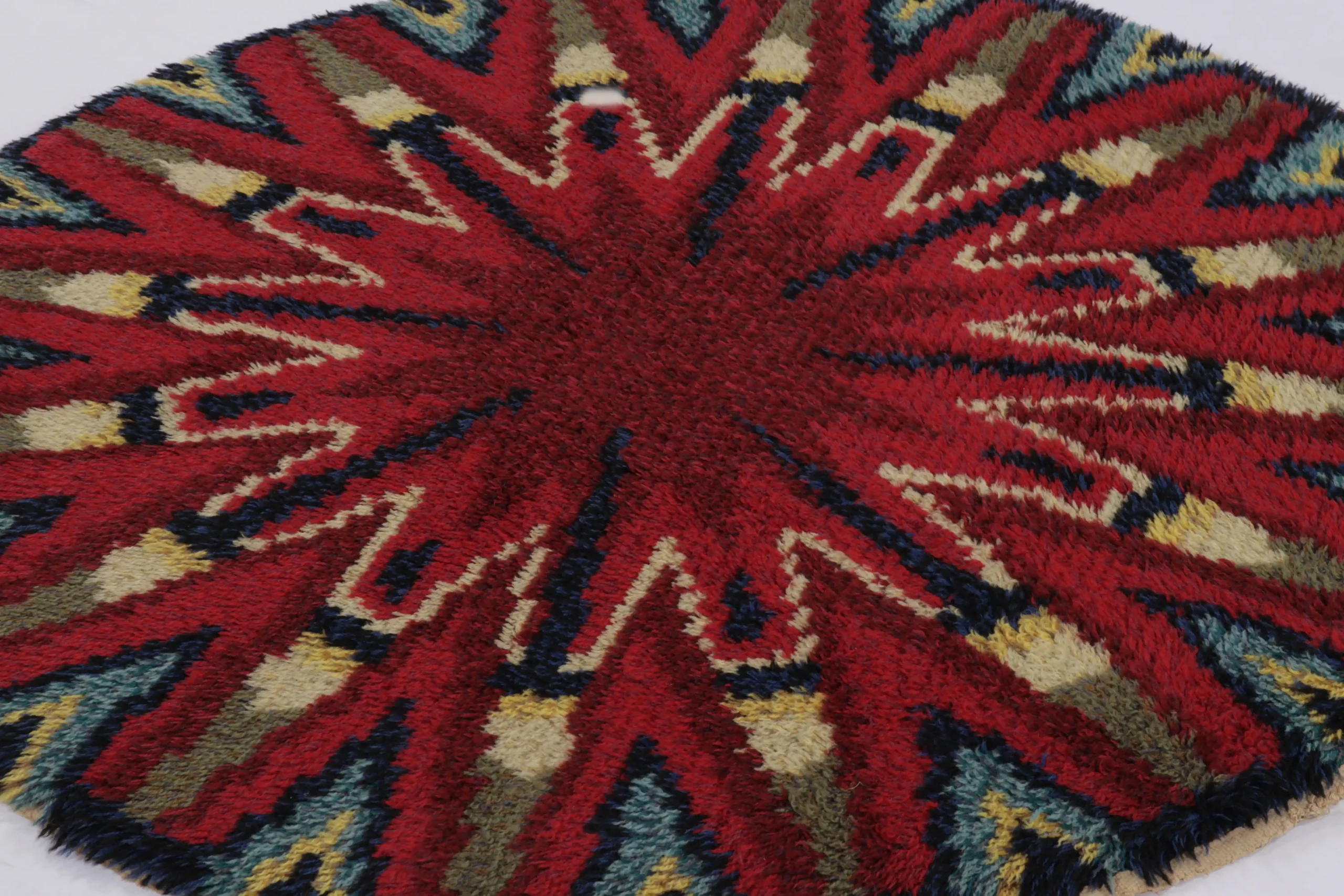 Vintage Swedish Rya Circle Rug