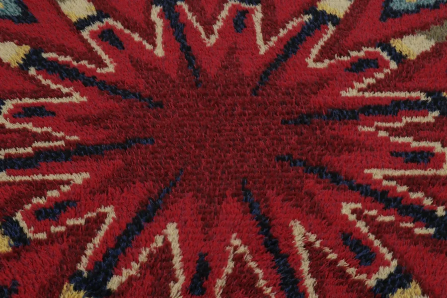 Vintage Swedish Rya Circle Rug