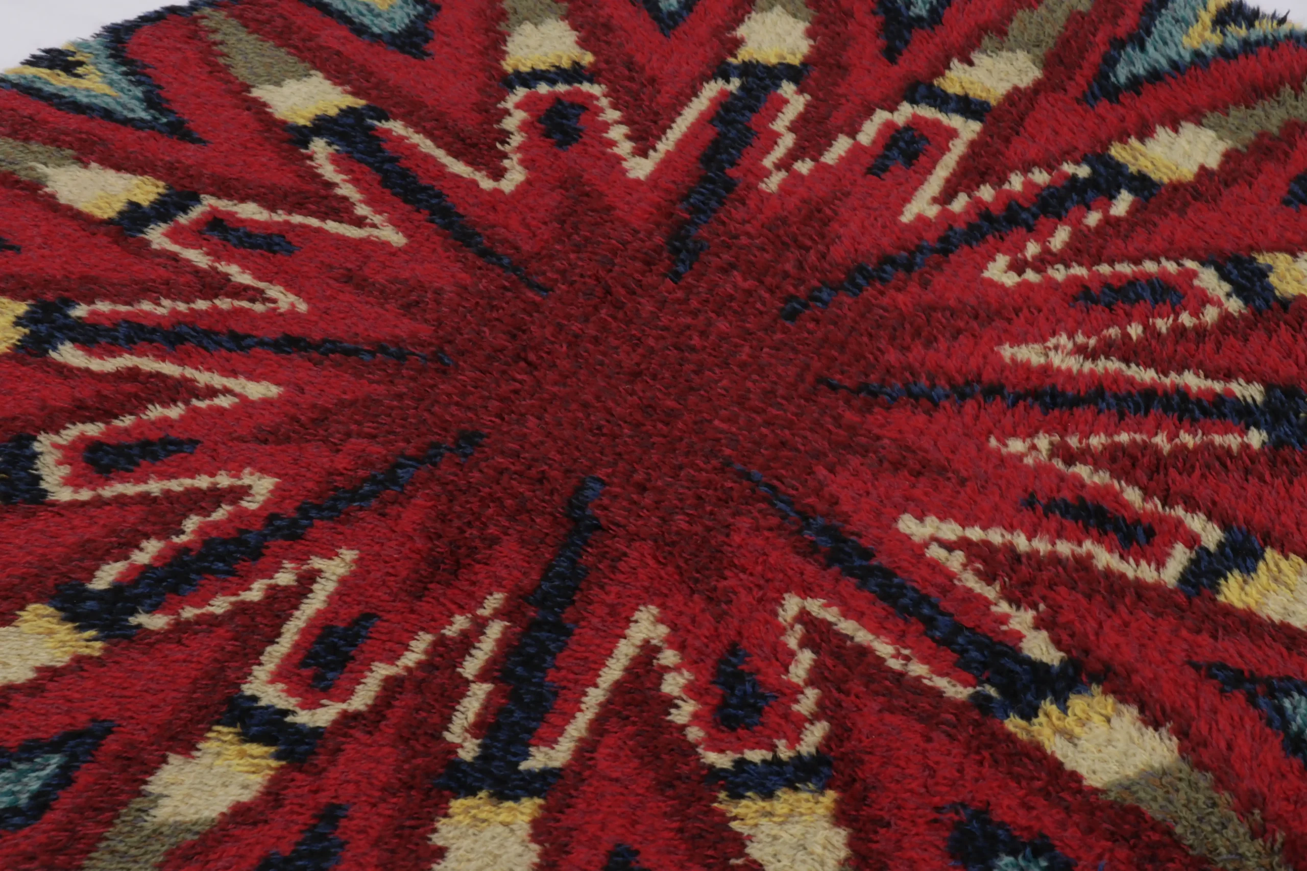 Vintage Swedish Rya Circle Rug