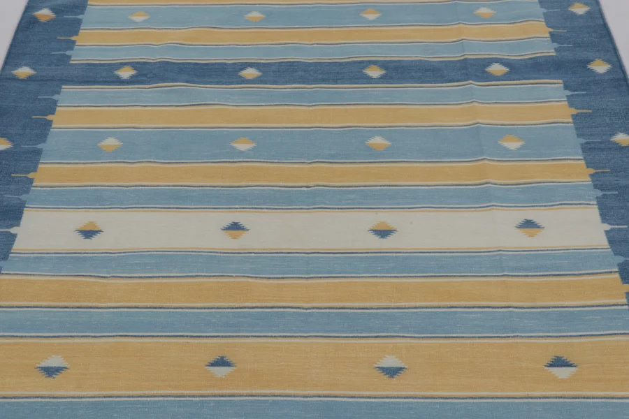 Contemporary Striped Dhurrie Flatweave Rug