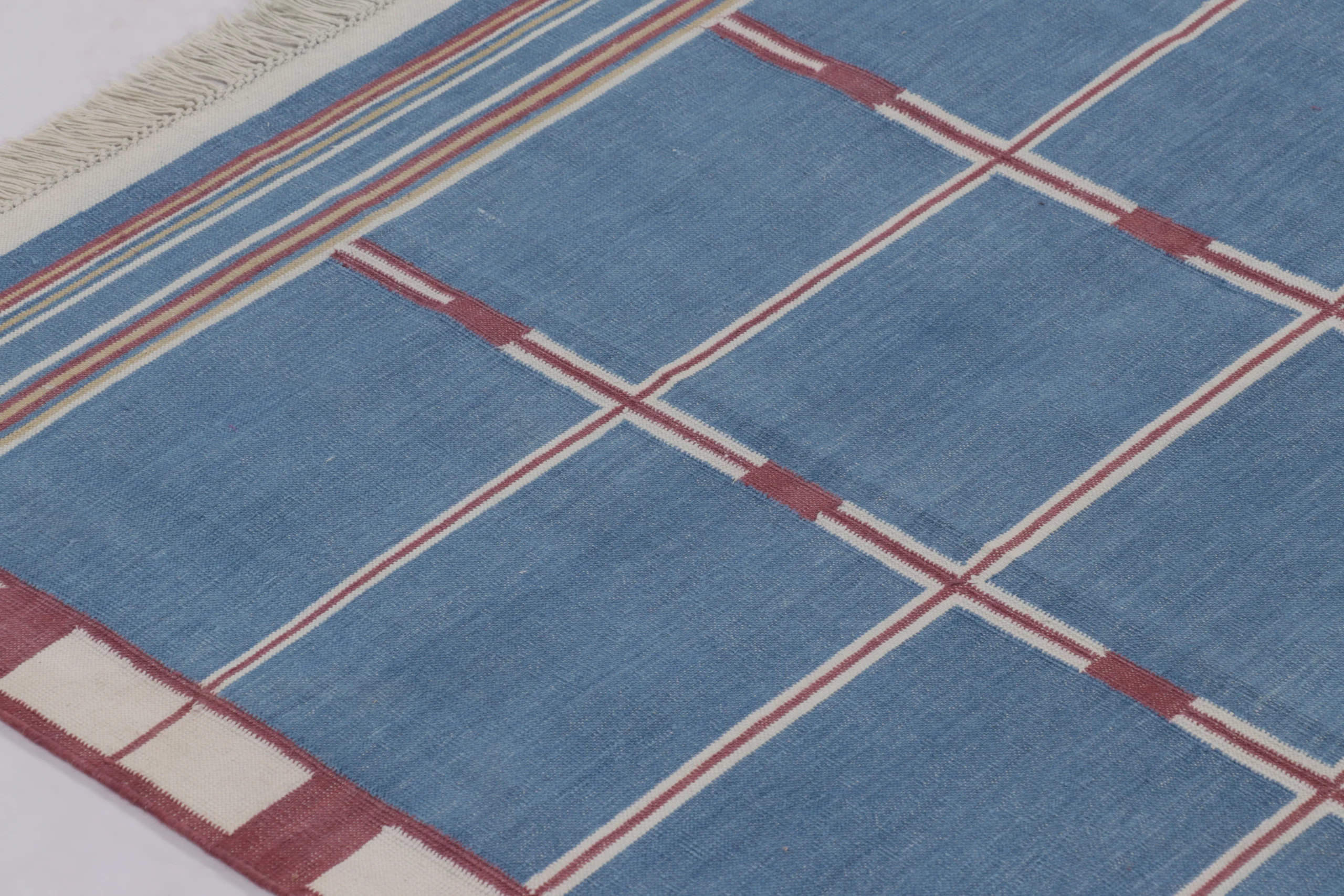 Contemporary Striped Geometric Dhurrie Flatweave