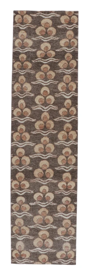 Rug & Kilim's Distressed Runner Rug, Rich Brown with Chintamani Patterns