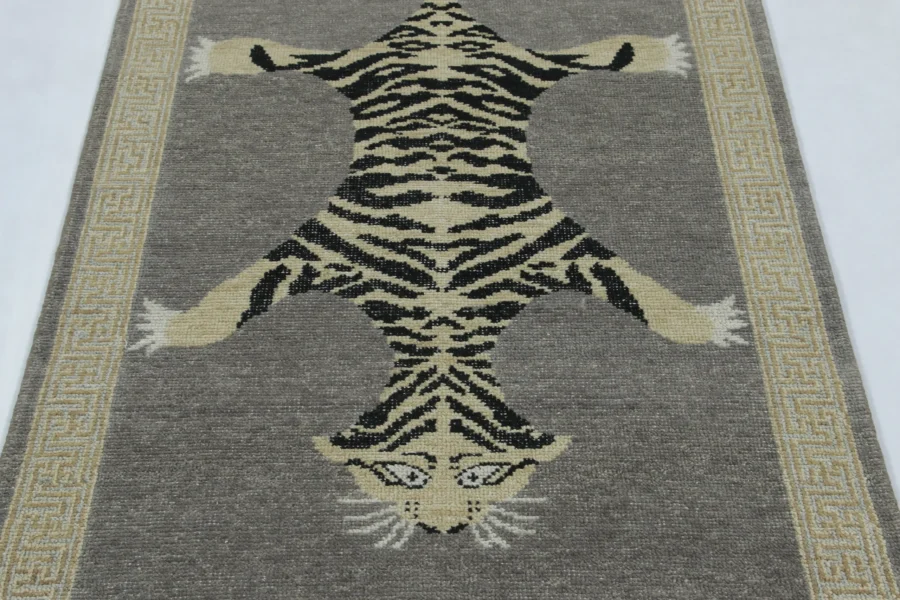 Modern Distressed Tiger Runner Rug