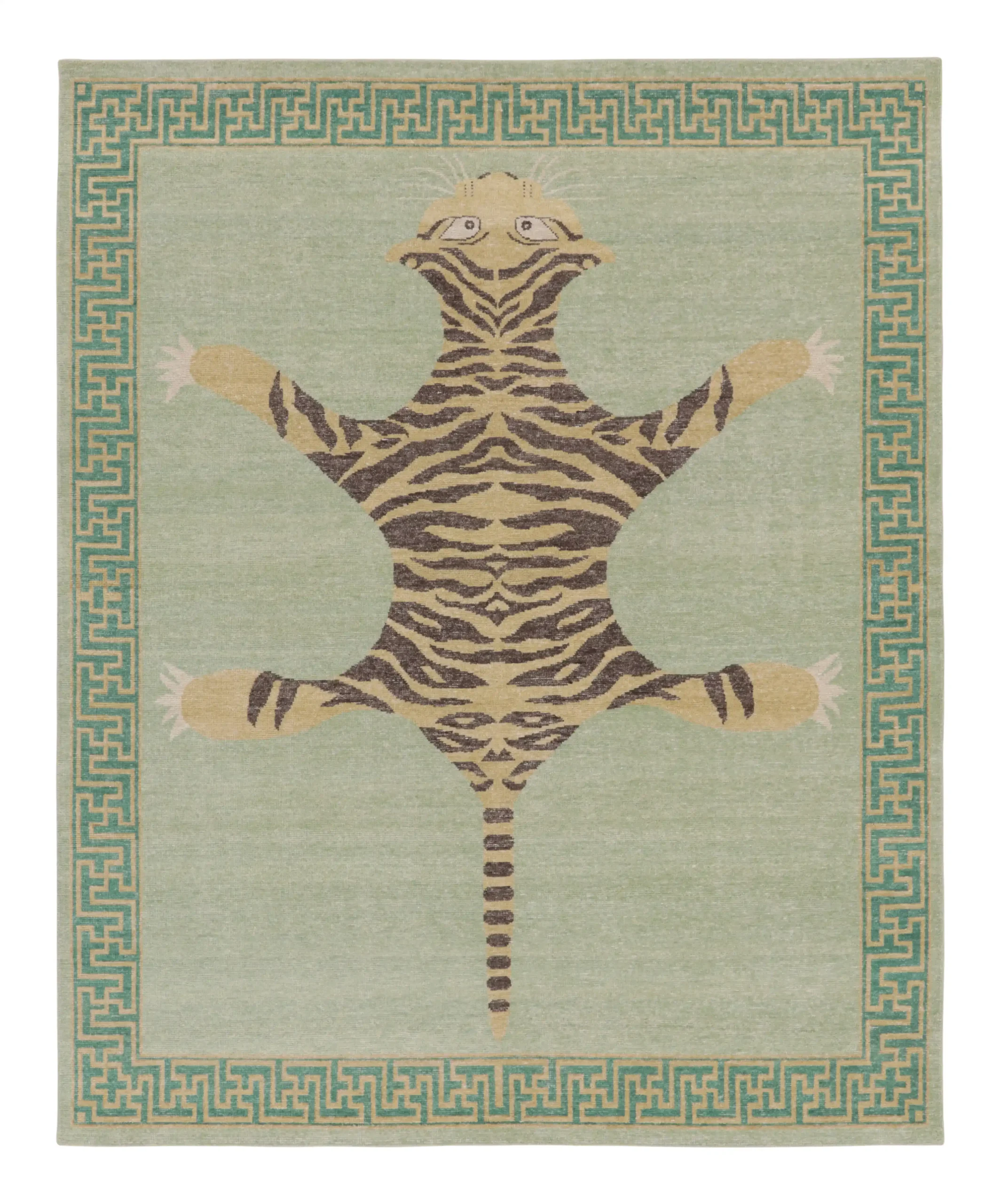 Modern Distressed Tiger Rug