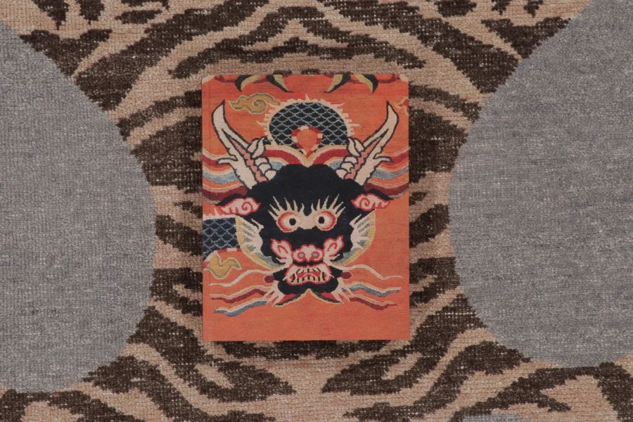 Modern Distressed Tiger Rug