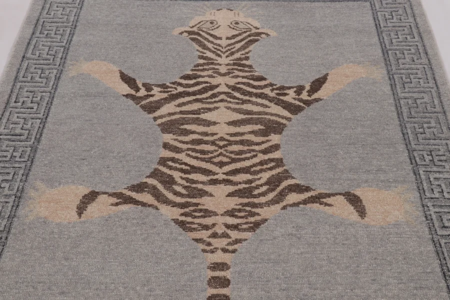 Modern Distressed Tiger Rug