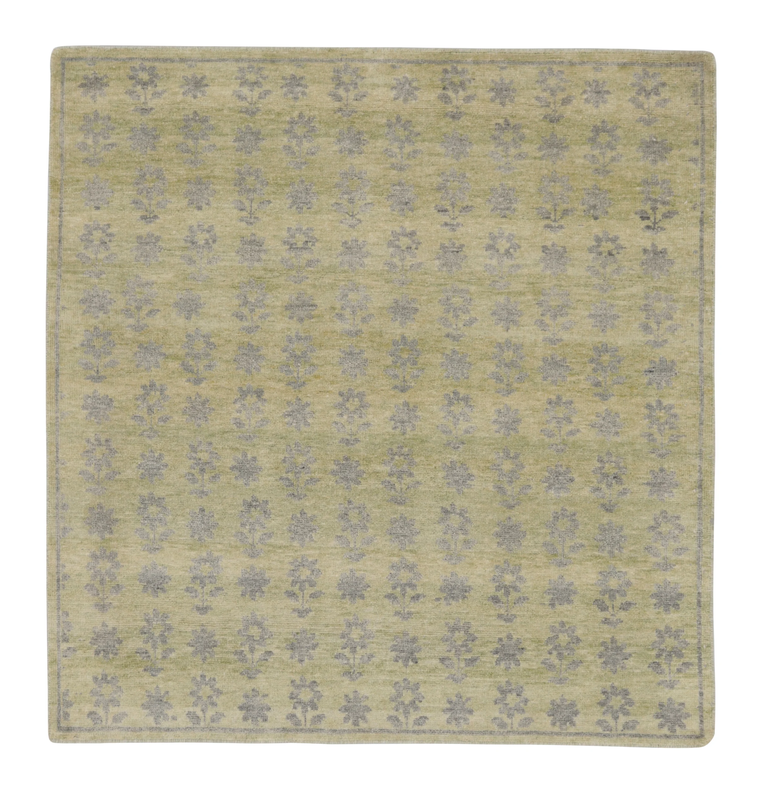 Floral Block Print Square Rug
