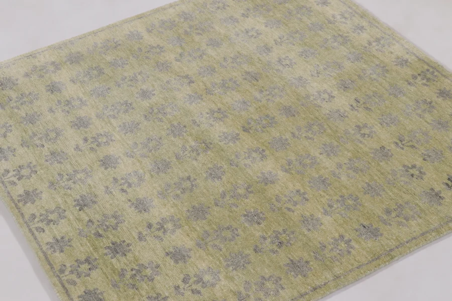 Floral Block Print Square Rug