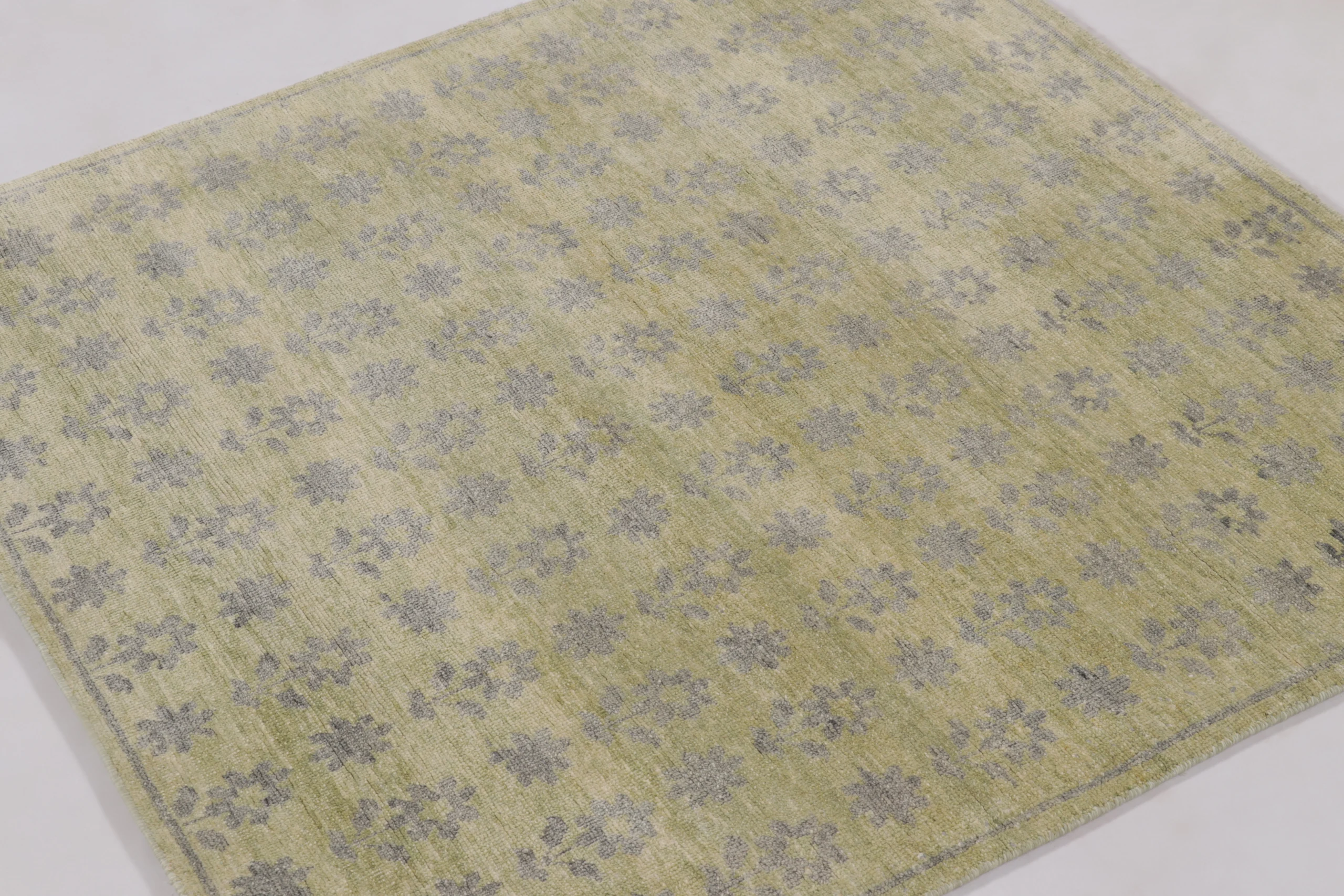 Floral Block Print Square Rug