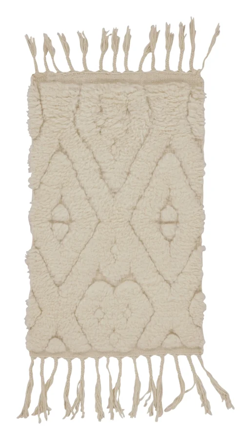 Rug & Kilim’s Moroccan Shag Rug in White with Geometric Pattern