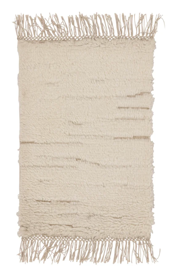 Rug & Kilim Contemporary Moroccan Shag Rug in White Tones