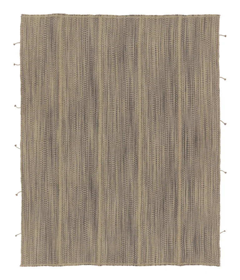 Rug & Kilim’s Contemporary Kilim, Beige with Gray Textural Stripes