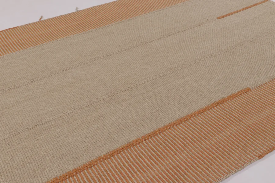 Hover image of Rug & Kilim's Contemporary Kilim, Beige with Orange Textural Stripes