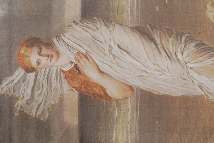 Pair of Pre-Raphaelite Lady Pictorial Tapestry Panels