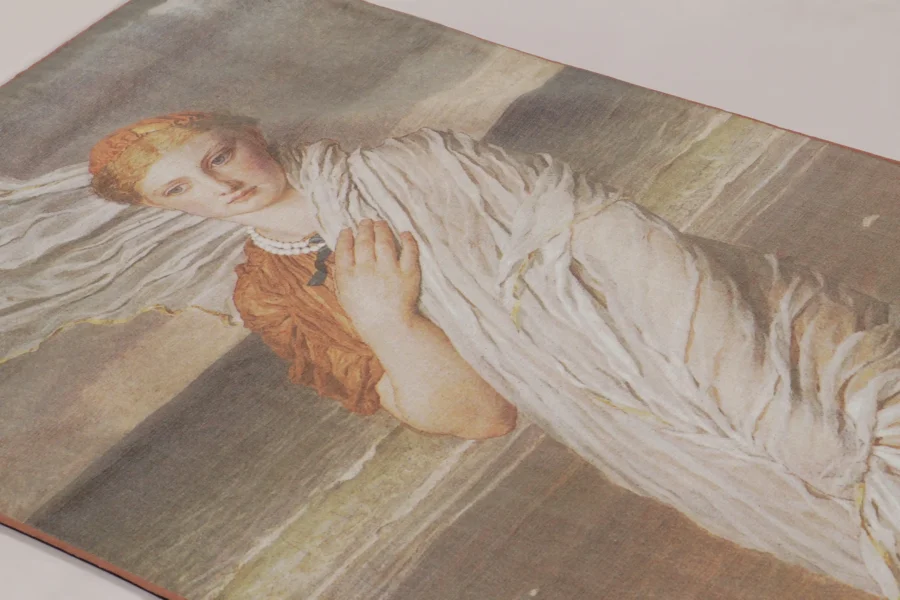 Pair of Pre-Raphaelite Lady Pictorial Tapestry Panels
