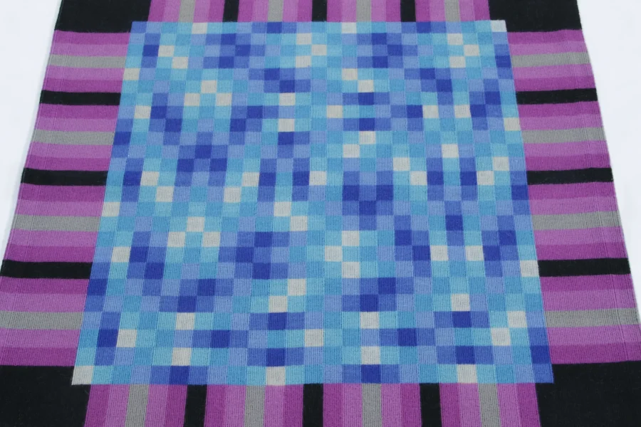 Hover image of Vintage Signed Square Jean Claude Bissery Modernist Tapestry - Rug & Kilim