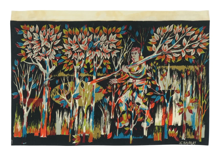 Vintage Jean Claude Bissery Signed Pictorial Tapestry “Bûcheron”- Rug & Kilim