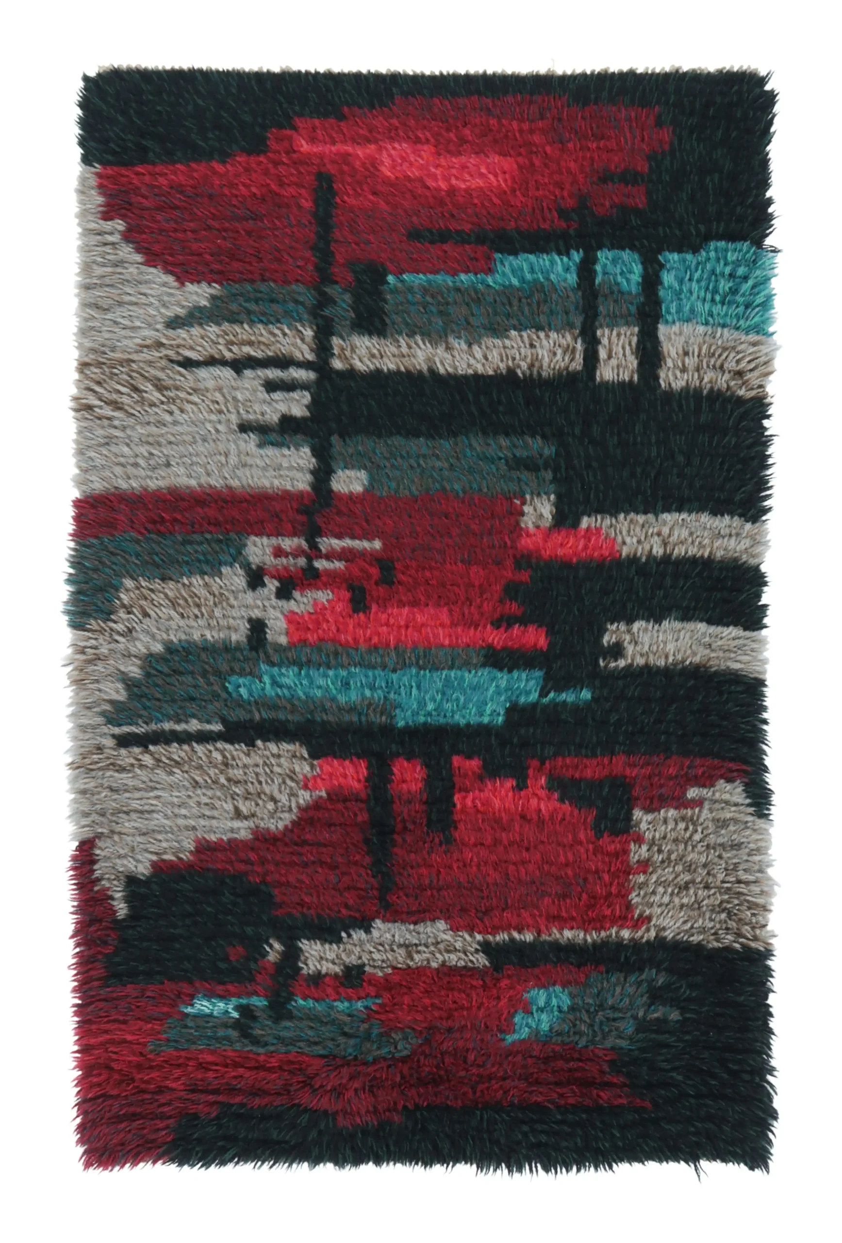 Vintage Swedish Rya Abstract Rug