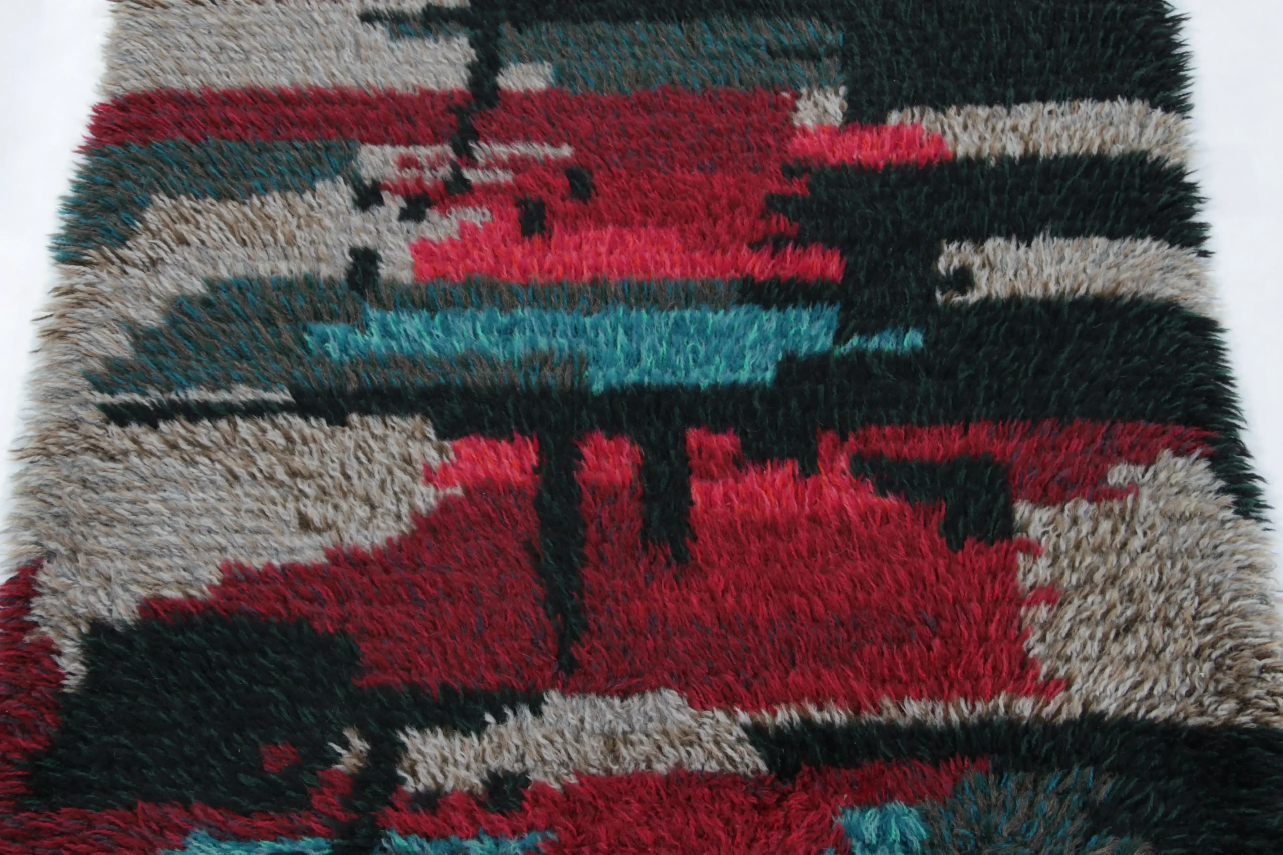 Vintage Swedish Rya Abstract Rug