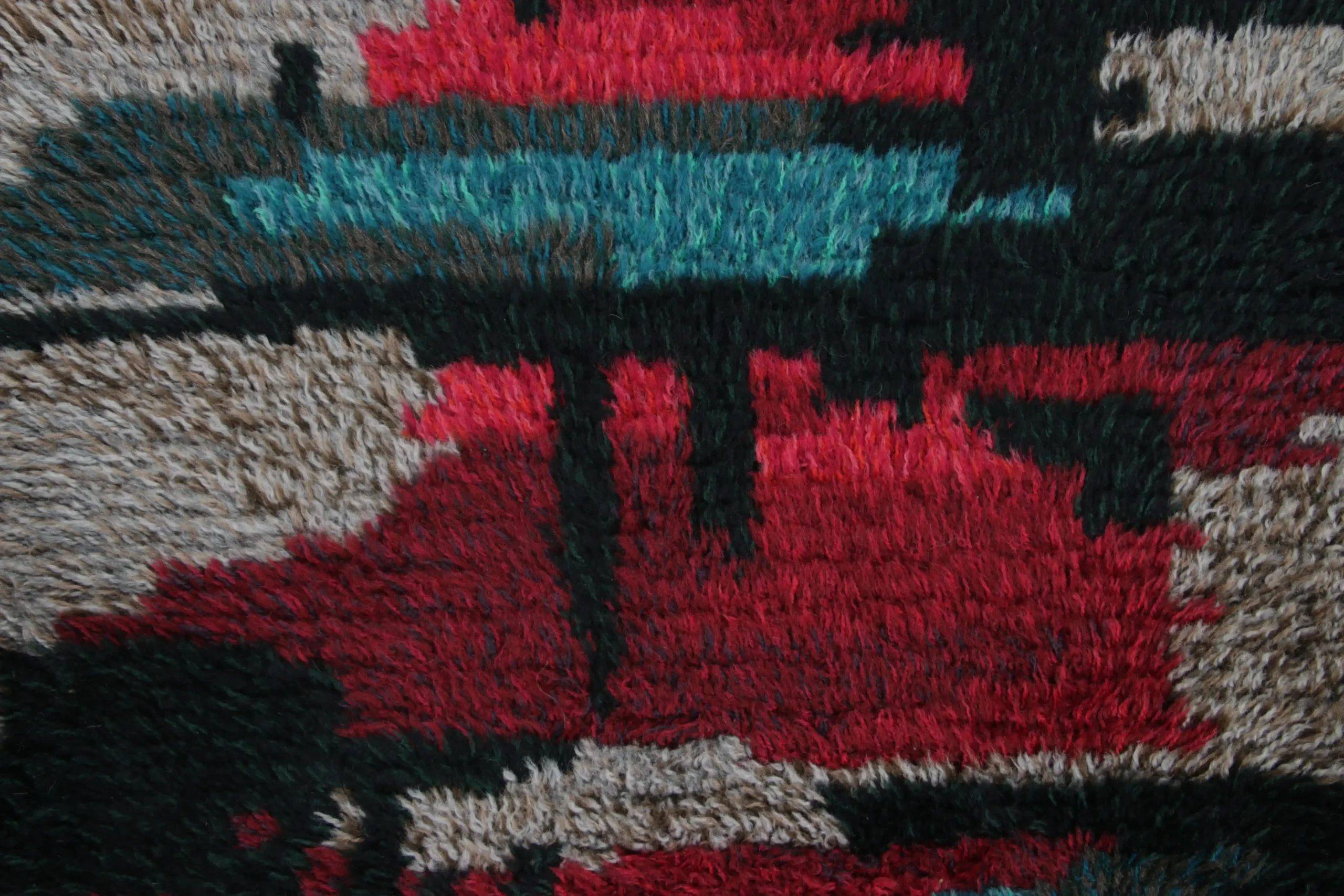 Vintage Swedish Rya Abstract Rug