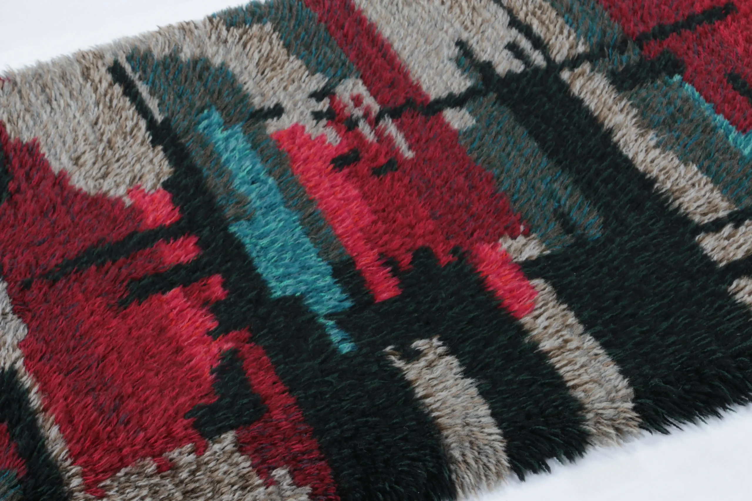 Vintage Swedish Rya Abstract Rug