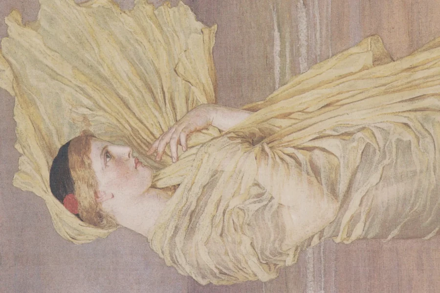 Pair of Pre-Raphaelite Lady Pictorial Tapestry Panels