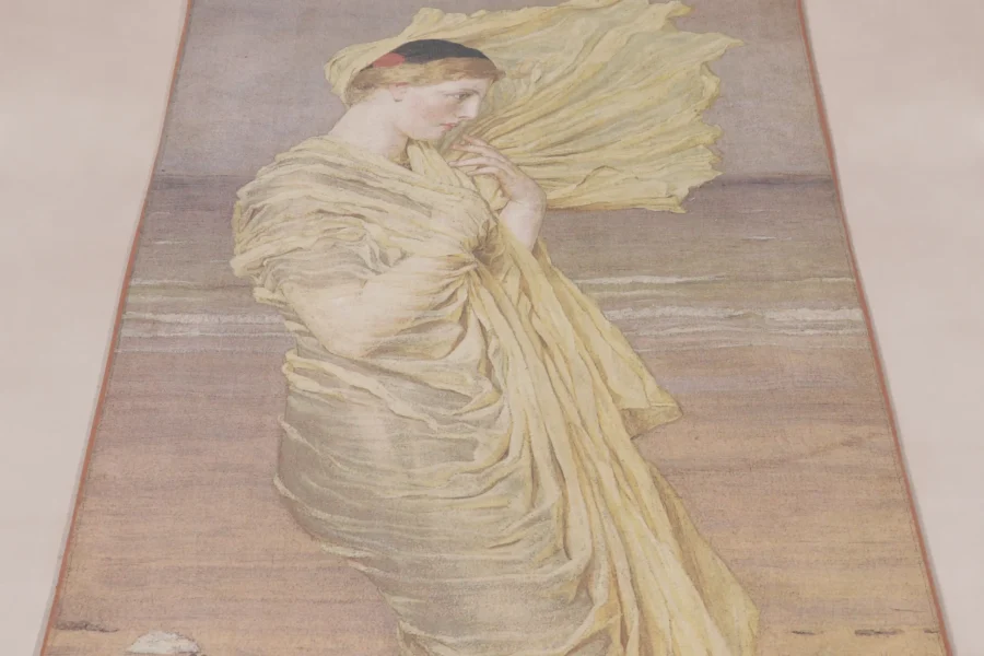 Pair of Pre-Raphaelite Lady Pictorial Tapestry Panels