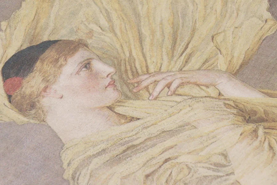 Pair of Pre-Raphaelite Lady Pictorial Tapestry Panels