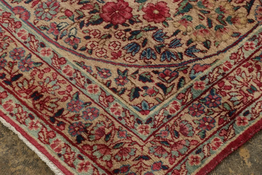 Antique Kerman Lavar Floral Medallion Rug