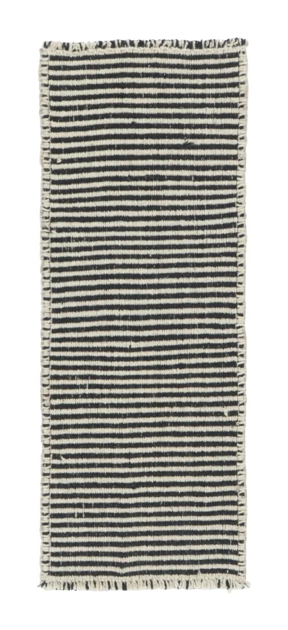 Rug & Kilim’s Accent Runner Kilim in Textural Black and White Stripes