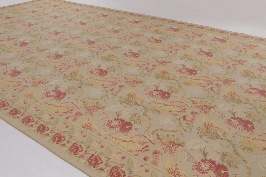 Oversized Vintage Aubusson Floral Rug