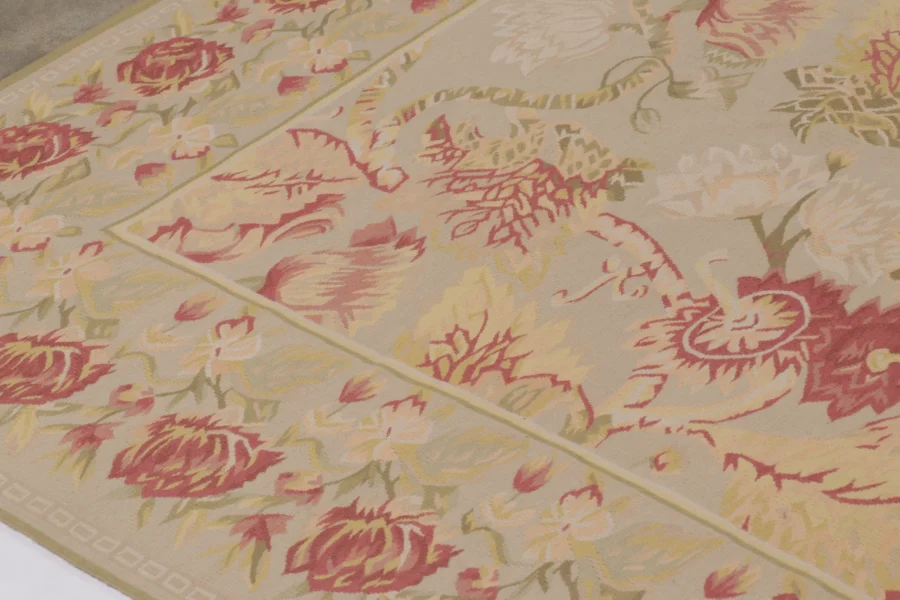 Oversized Vintage Aubusson Floral Rug