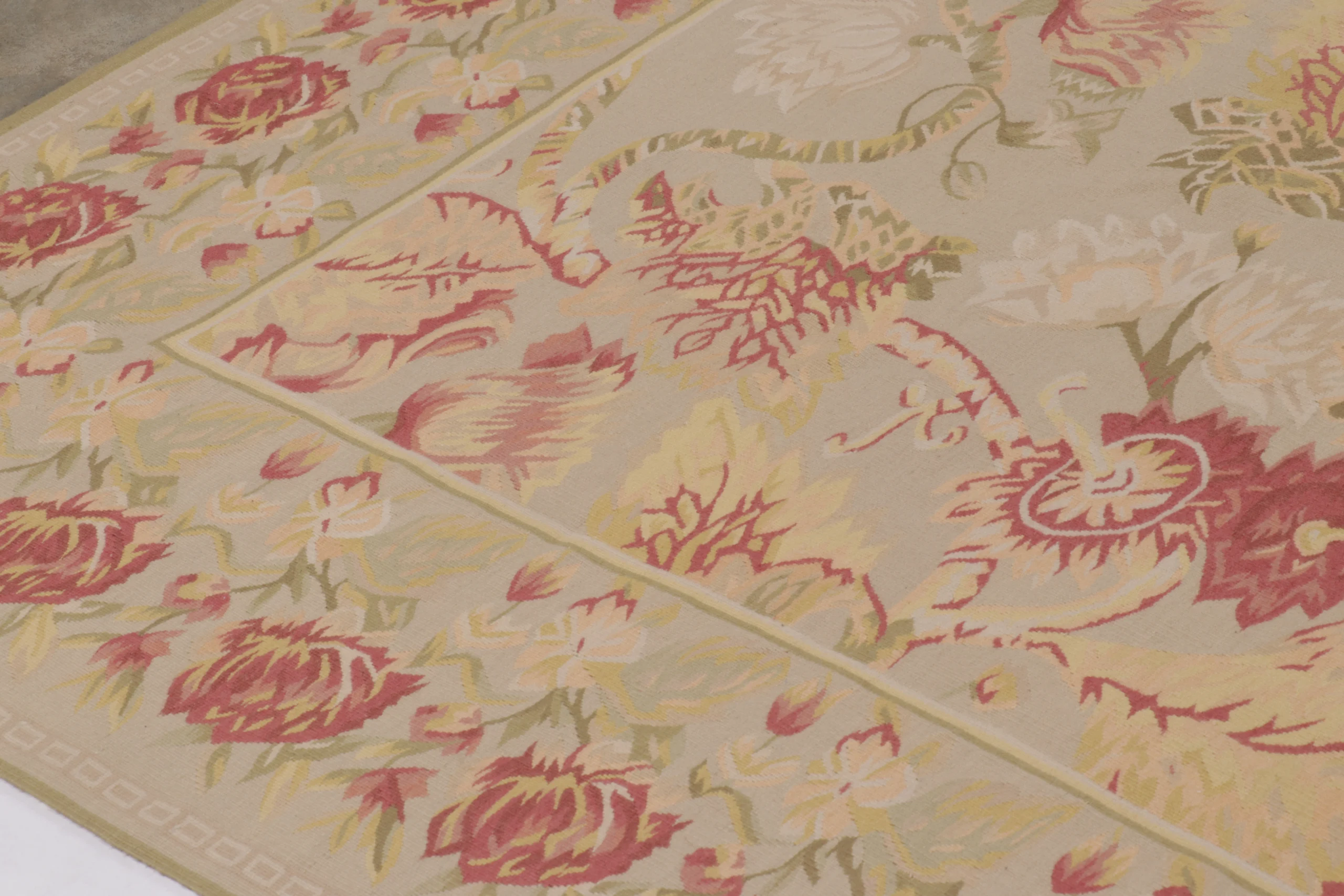 Oversized Vintage Aubusson Floral Rug