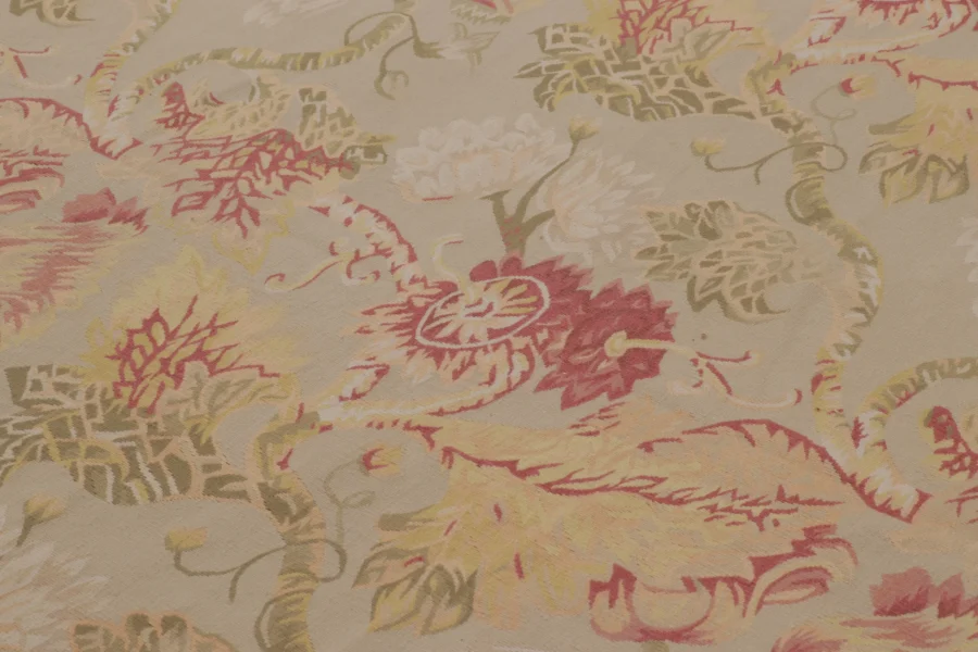 Oversized Vintage Aubusson Floral Rug