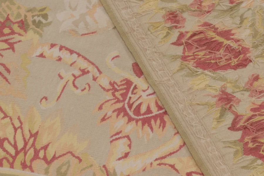 Oversized Vintage Aubusson Floral Rug