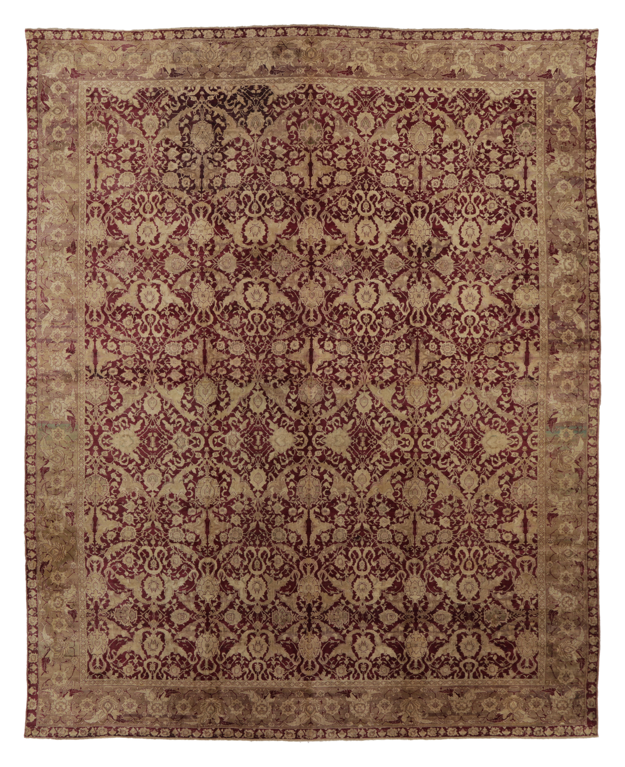 Oversized Antique Agra Floral Rug
