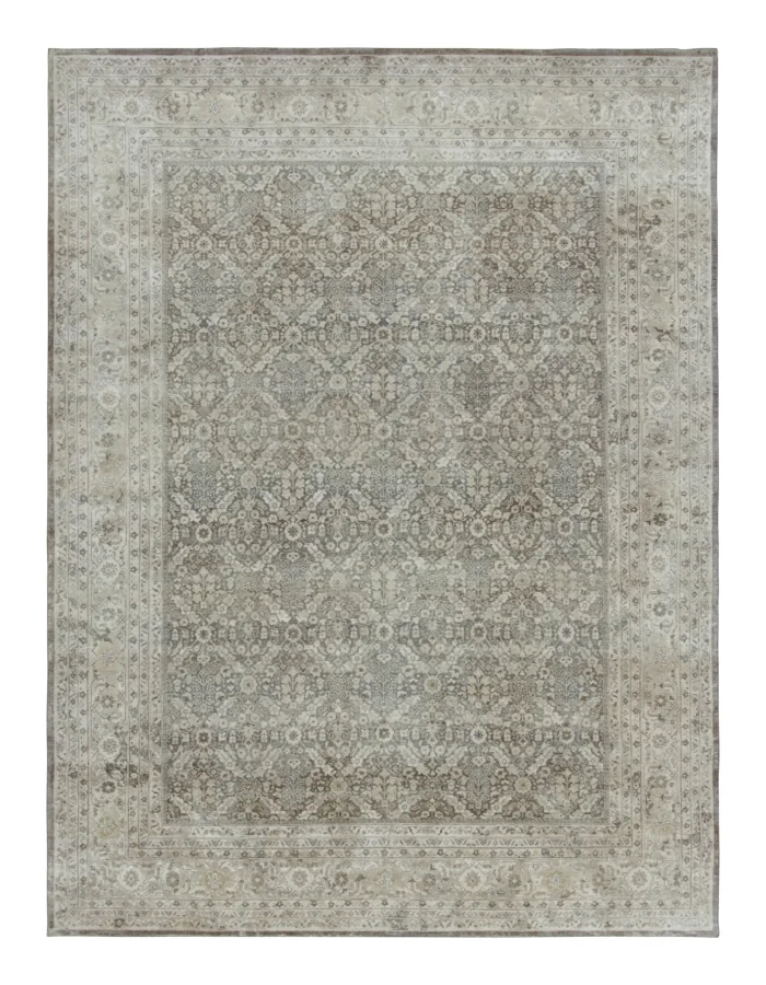 Rug & Kilim’s Persian Rug with Floral Patterns in Brown and Gray Tones