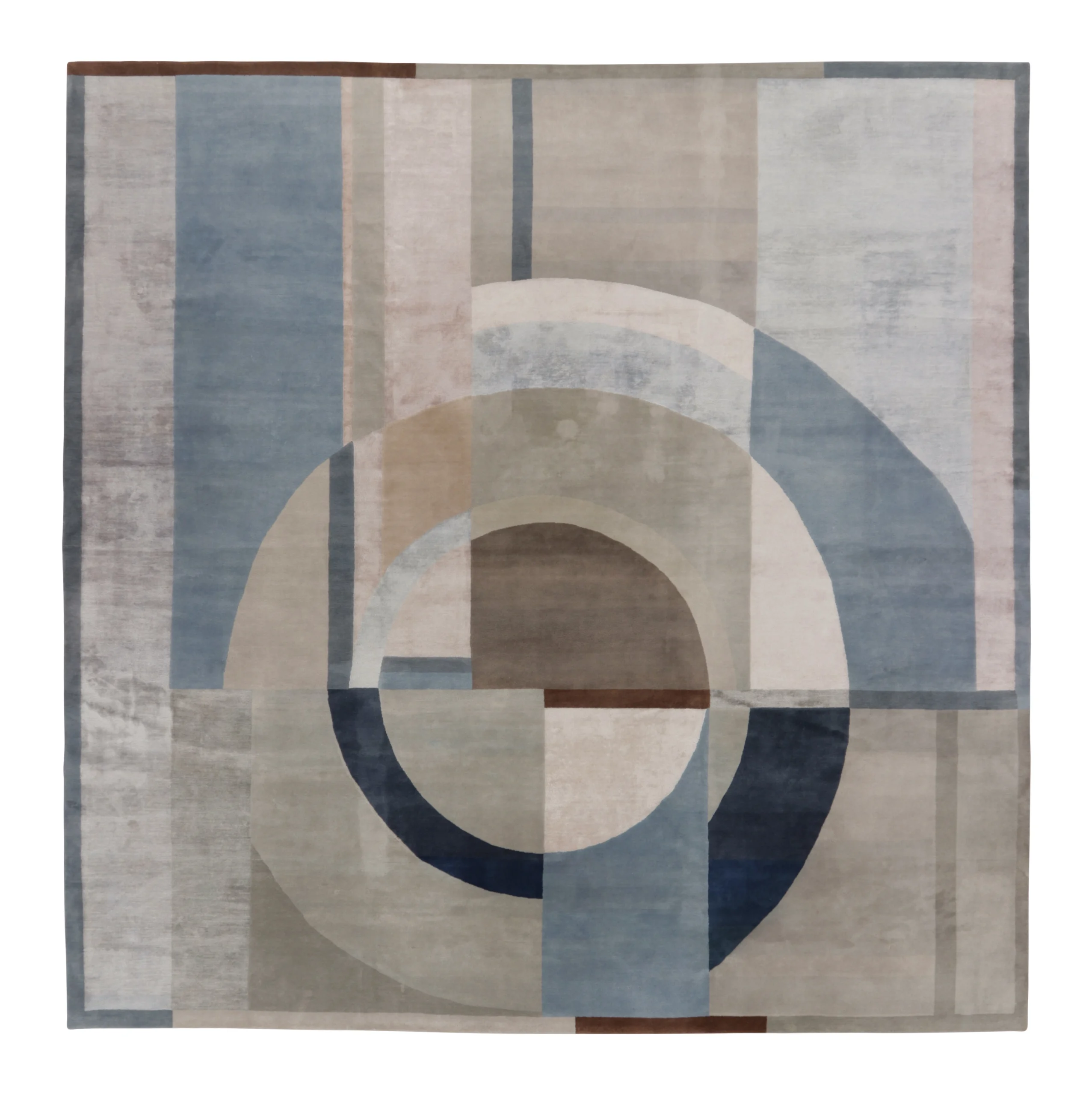 Oversized Mid-Century Modern Geometric Square Rug
