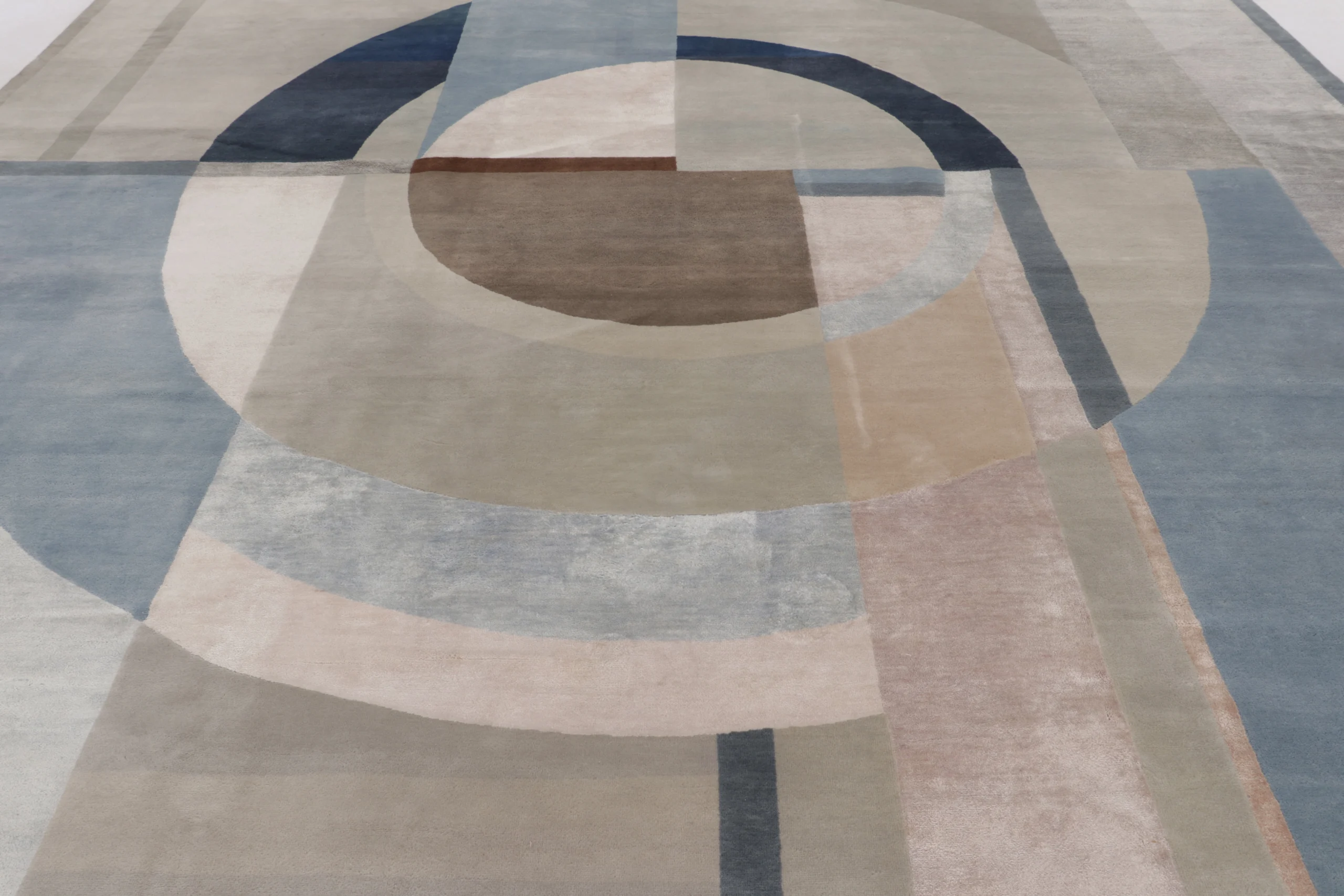 Oversized Mid-Century Modern Geometric Square Rug