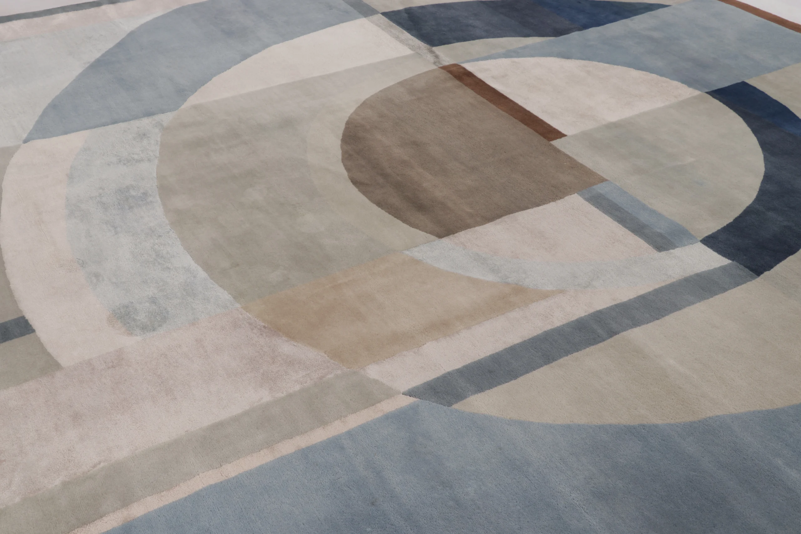 Oversized Mid-Century Modern Geometric Square Rug