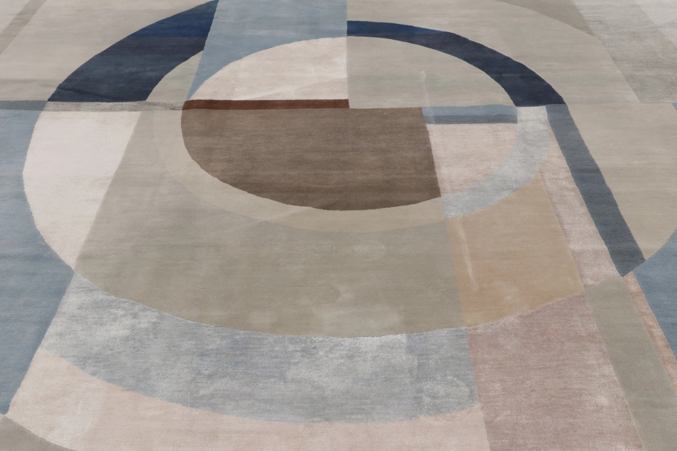 Oversized Mid-Century Modern Geometric Square Rug