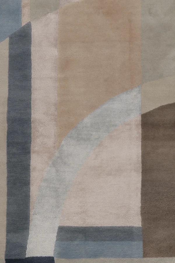 Oversized Mid-Century Modern Geometric Square Rug