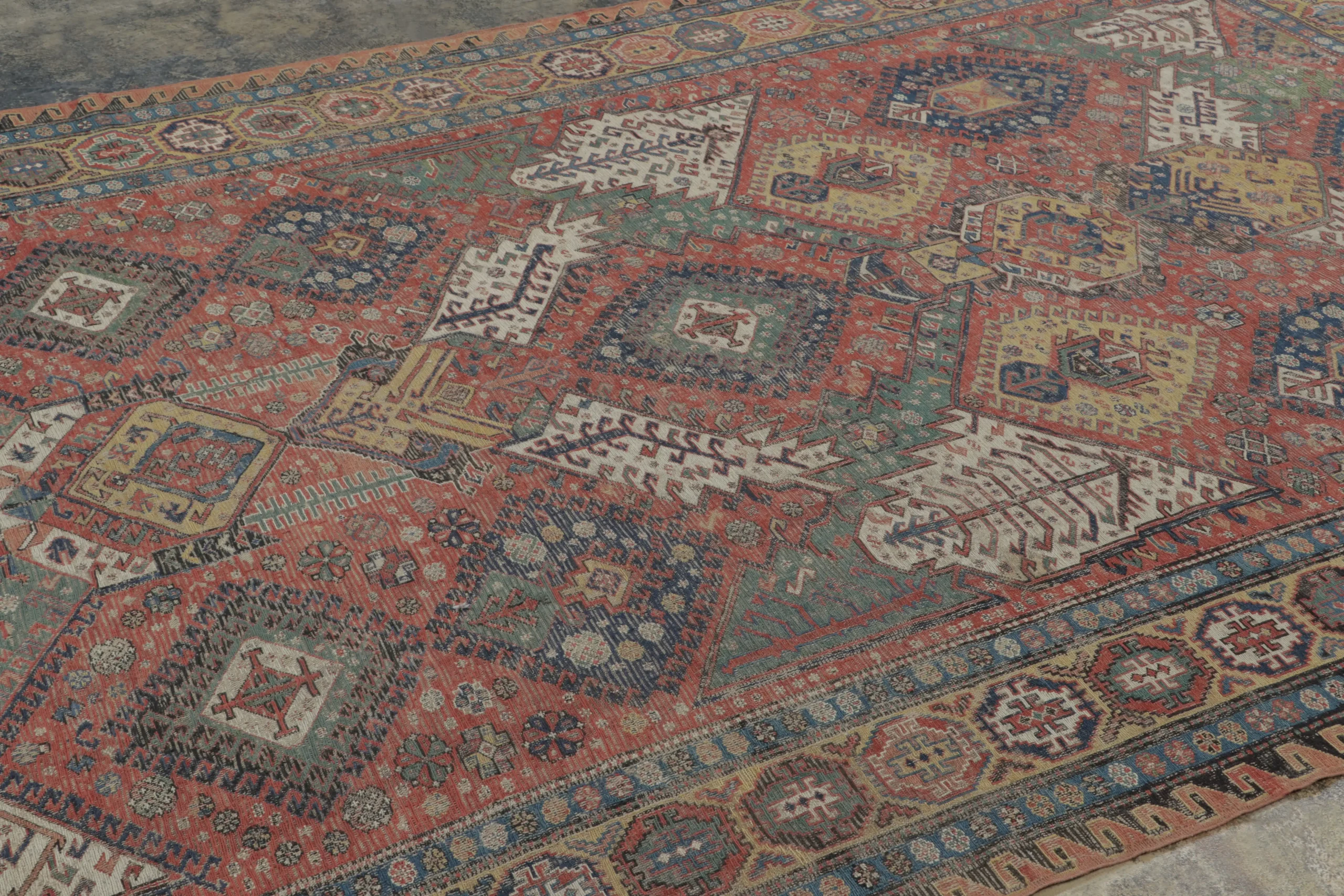 Antique Persian Soumak Dragon Rug