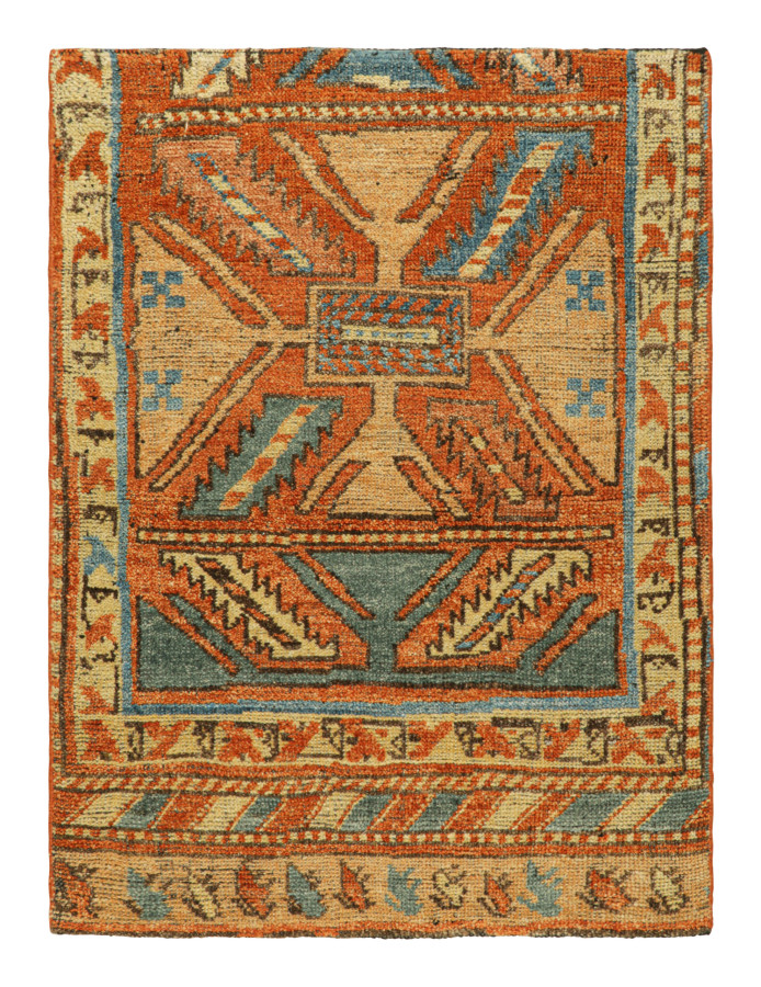 Rug & Kilim's Custom Oriental Rug with Rust and Slate Tribal Medallion
